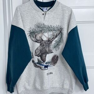 Art Unlimited 1994 Gray  Sweatshirt Moose Tracks Pines CICELY, ALASKA Size XL